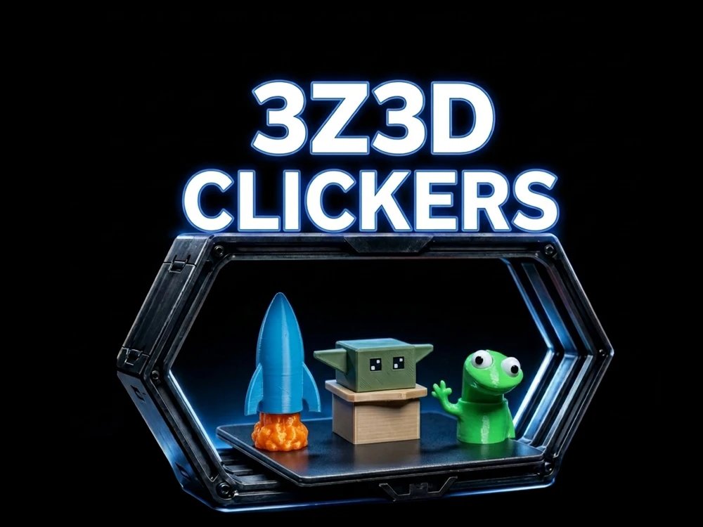 3Z3D Clickers: rocket, block and lizard clicker fidgets