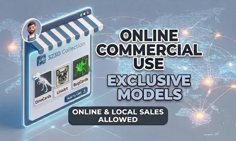 Online commercial use license: online and local sales, exclusive models