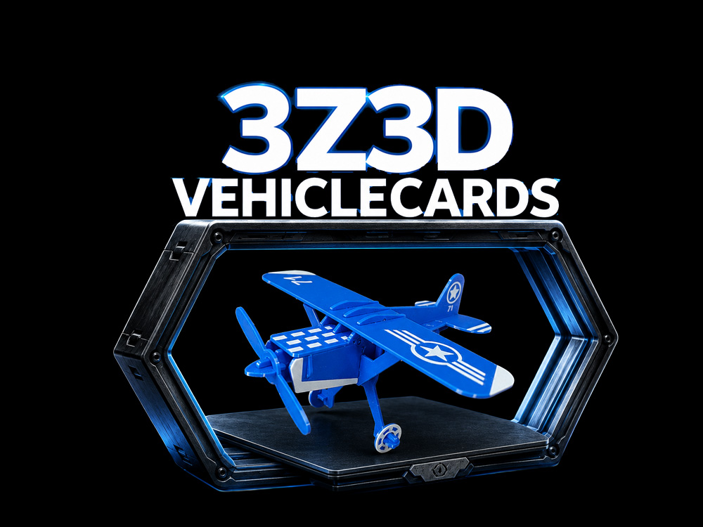3Z3D VehicleCards: the blue plane kit card, built